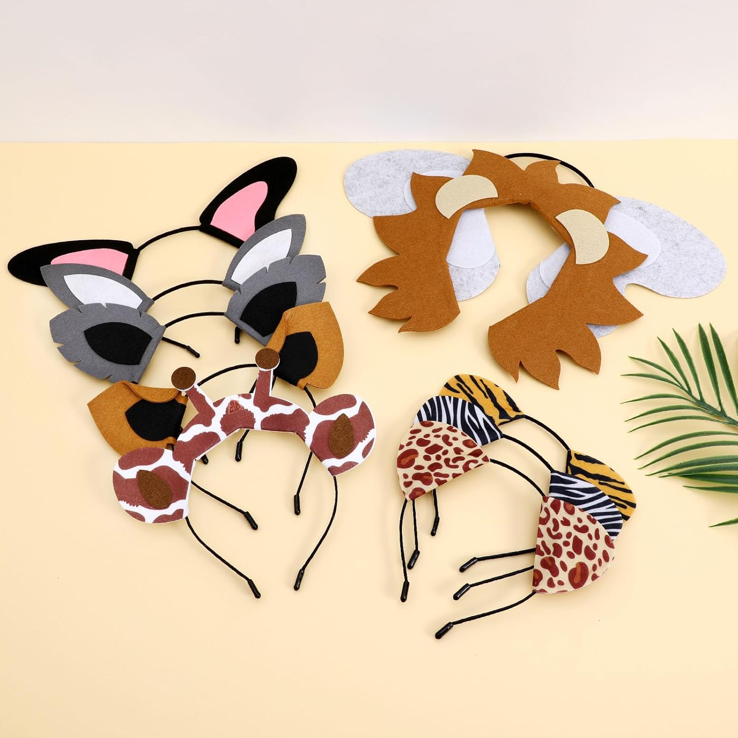 Abaodam 10Pcs Jungle Animal Ears Headbands for Kids Adults - Animal Headdress Decors Animal Hair Hoop for Animal Cosplay Party Supply Stage Performance image number 1