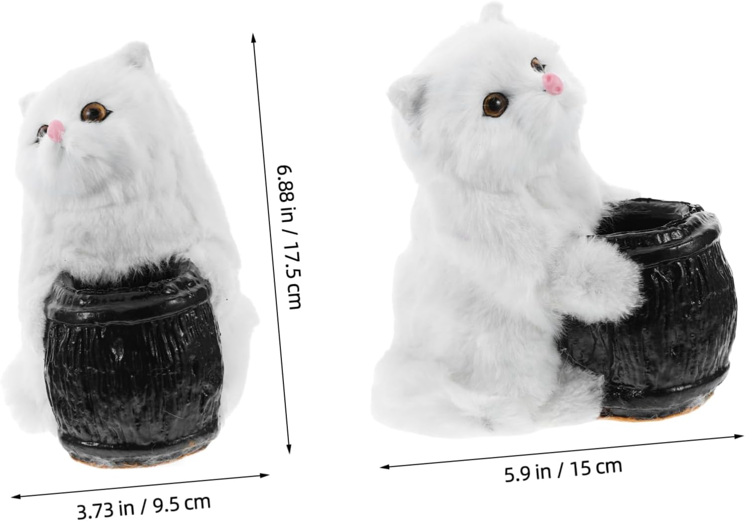 HYTROVE Cute Cat Plush Toy Pen Holder Desk Organizer Multifunctional Decorative Animal Storage Lifelike Design for Home Office for Cat