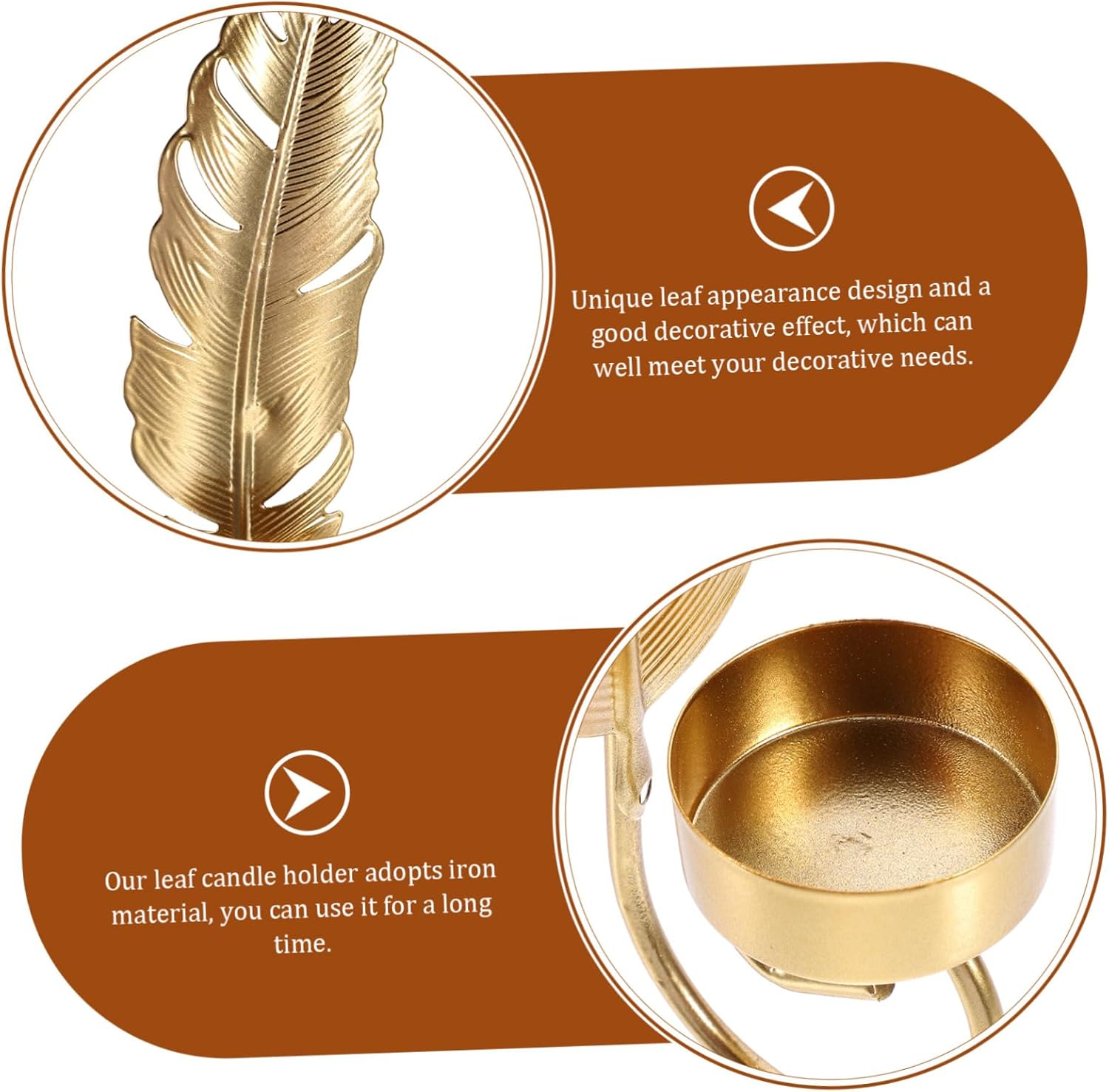 CORHAD Leaf Wall Hanging Candle Holder Metal Wall Mounted Sconce Tea Lights Candles Stand image number 3