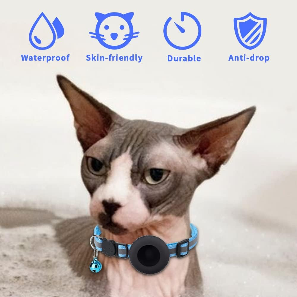 Airtag Cat Collar, Reflective Cat Collar with Bell, Reflective Collar with Safety Closure, Airtag Holder in 3/8 Inch Width, Safe, Lightweight, Comfortable image number 2