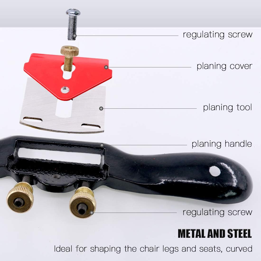 Glarks 2Pcs 10" Adjustable Spokeshave Plane with Flat Base and Metal Blade for Wood Working and Craft - Includes 2 Extra Blades image number 4