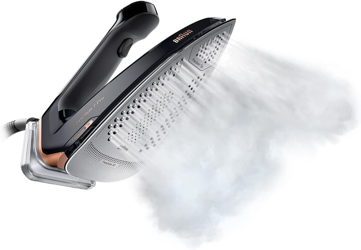 Braun Household Carestyle 7 Pro Steam Generator IS7285BK, Iron with Freeglide 3D Technology, Smart Icaremode, Vertical Ironing, anti Drip, Detachable 2L Water Tank, 2700W, Black