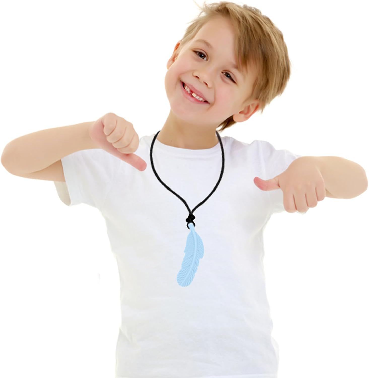 Sensory Chew Necklace for Kids & Adults | 5-Pack Silicone Feather Necklaces for Autism, ADHD, Anxiety, and Sensory Needs image number 3