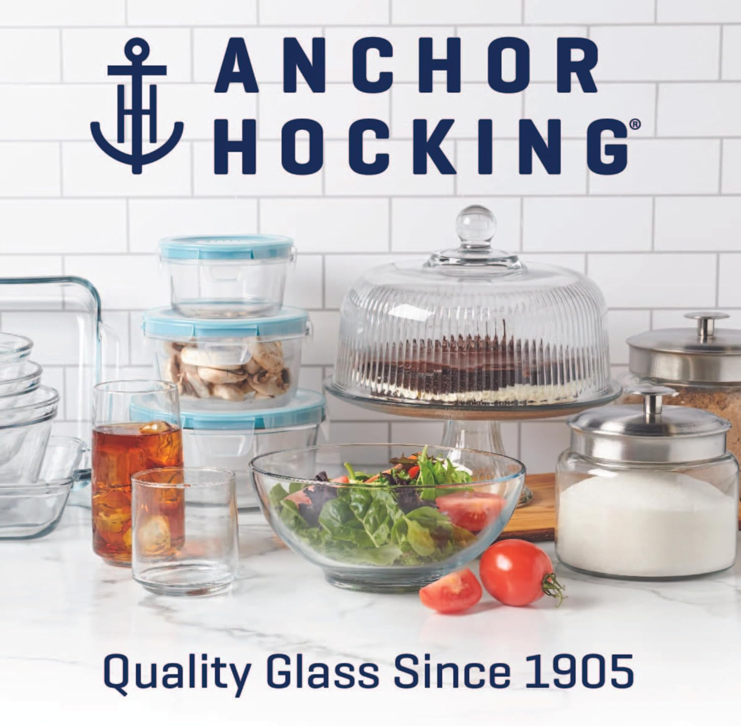 Anchor Hocking Heritage Hill Glass Storage Jar with Lid, Clear &ndash; Durable Reusable Glass Canister for Food, Pantry, or Countertop Storage &ndash; Classic Design &ndash; Dishwasher Safe, 0.5-Gallon Capacity
