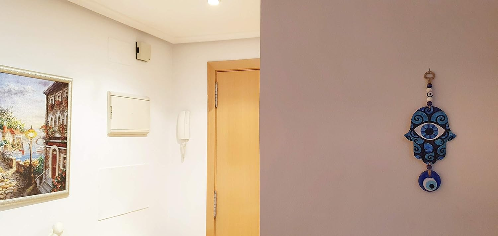 MYSTIC JEWELS Hand Hamsa in Wood with Turkish Eye for Good Luck and Energy at Home (Color 8) image number 6