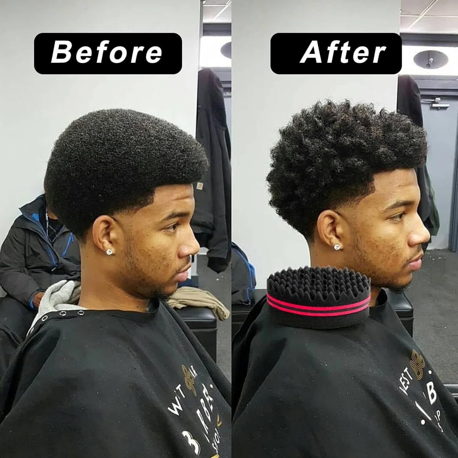 MILIOG Magic Curl Sponge Set for Men & Women &ndash; 3PCS Hair Styling Kit with Glove, Metal Pick & Twist Comb | Textured Hair Tools for Afro, Natural Curls, Dreads & Waves (Black) image number 1