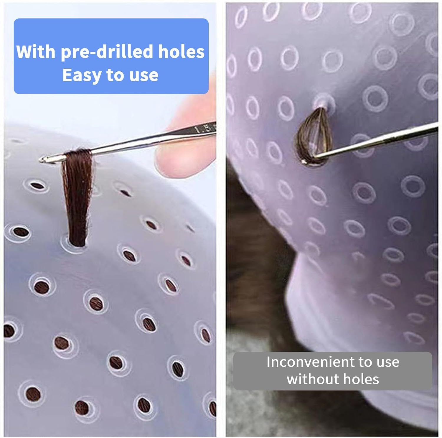 DBAILY Highlight Cap, 12 Pieces Hair Dye Set, Highlight Hood with Already Punched Holes, Reusable Strands Hood with Brush Comb, Hair Dye Bowl, Colouring Brush, Ear Cover, Hair Clips