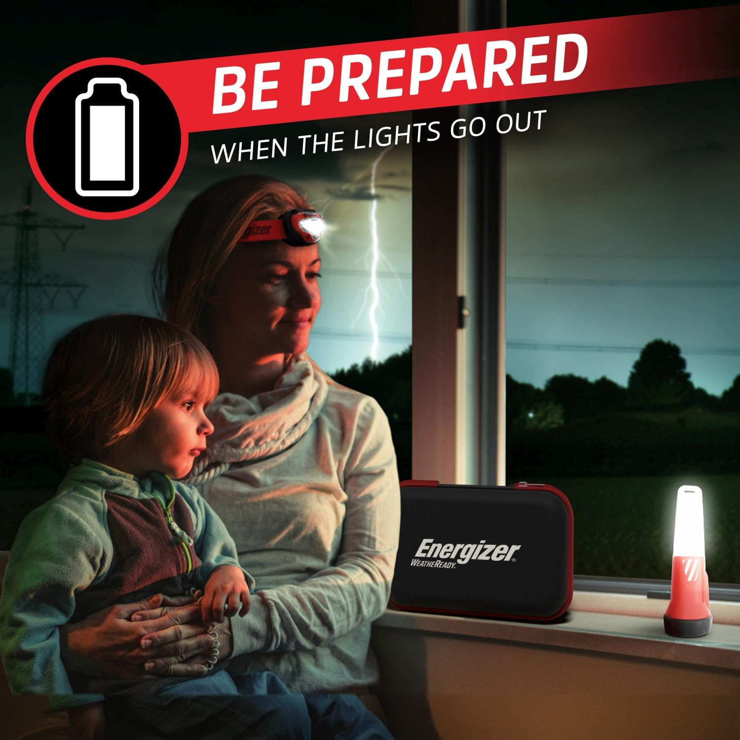 Energizer Preparation Kit, Power Outage Kit with 2-In-1 LED Flashlight-Lantern Combo (90 Lumens), LED Headlamp (325 Lumens), Backup Batteries, and Storage Case image number 3