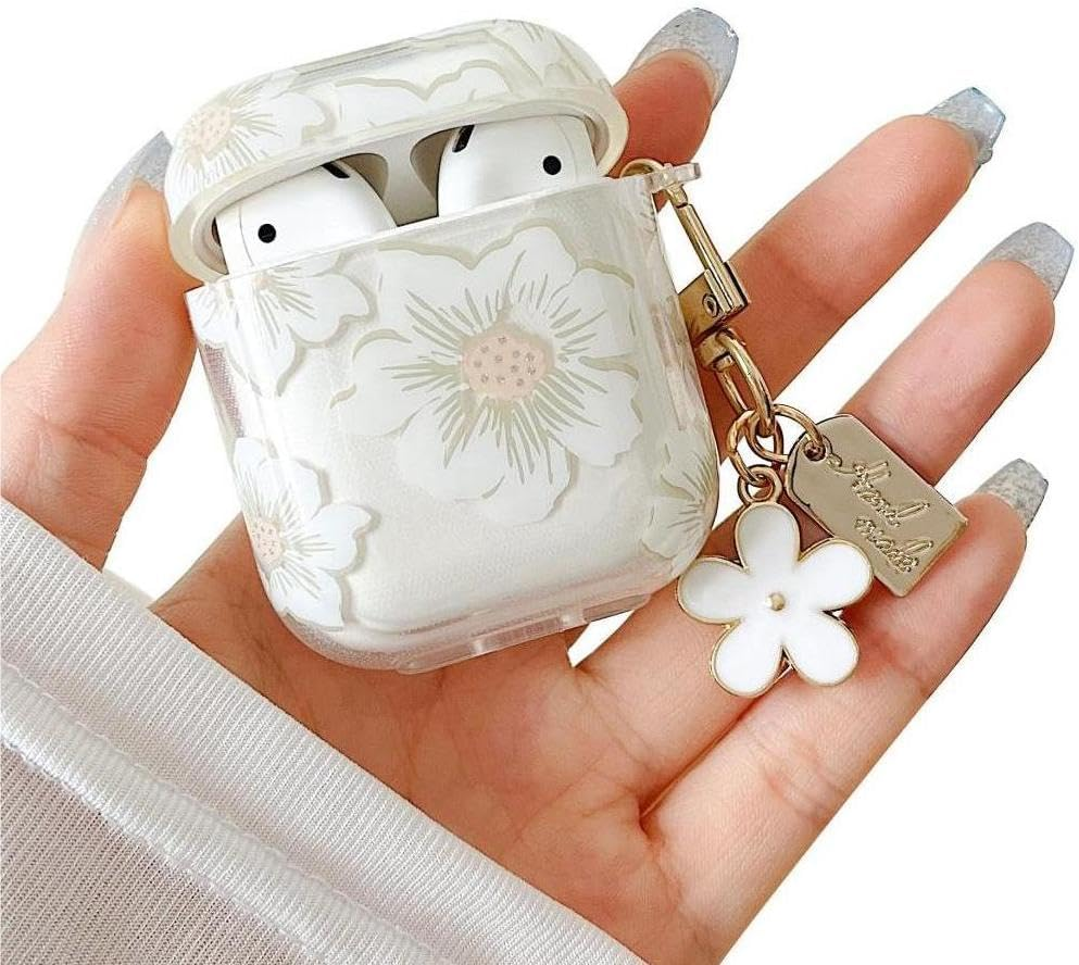 Compatible with Airpods 4 Clear Case,Cute Cartoon Flower Pattern Design with Floral Keychain, Soft TPU Protective Shockproof Case for Airpod 4 for Girls Women-Pink image number 3