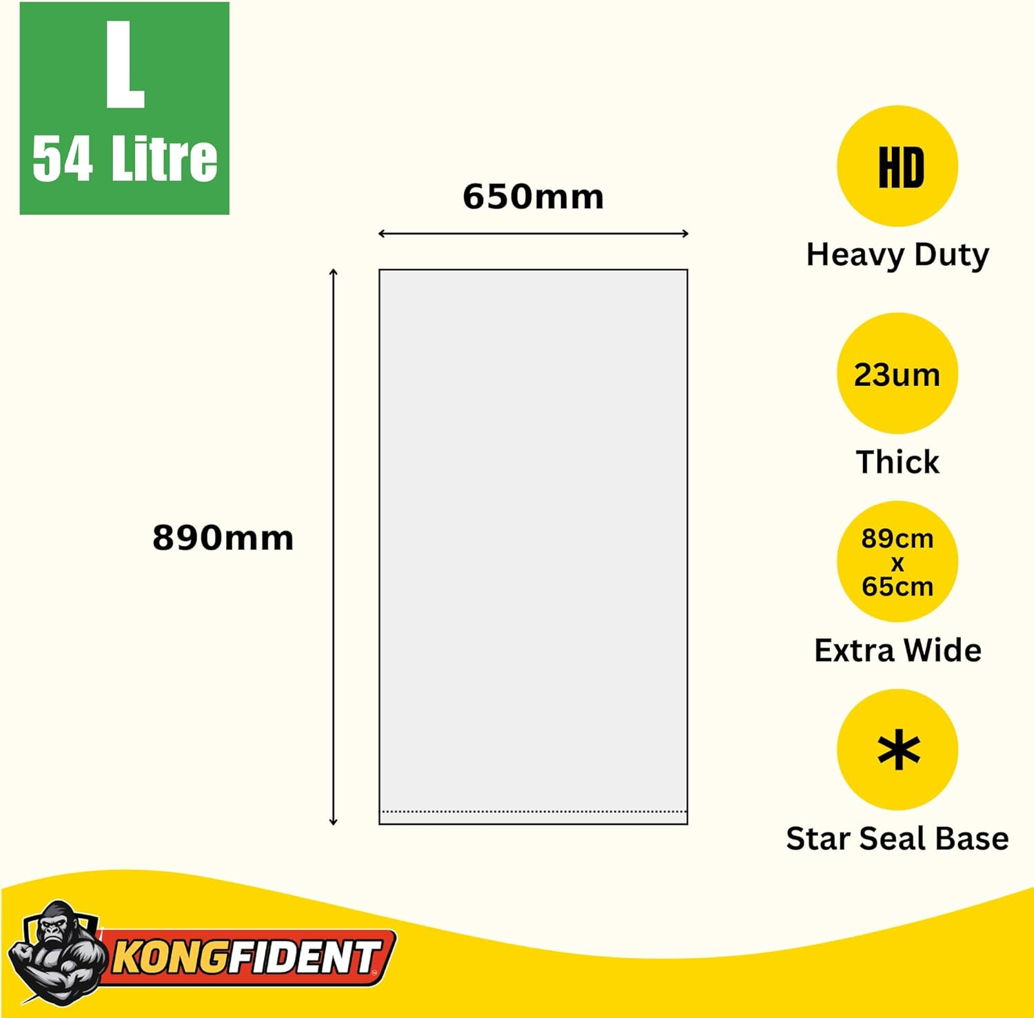 54L Heavy Duty Garbage Bags, 100 Bags Value Pack, Extra Strong Multipurpose Rubbish Bags, L Size Fits 54L Trash Bin image number 5