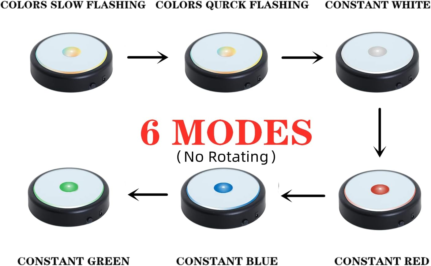 EUSTUMA LED Light Base Non-Slip round Display Stand in a Variety of Colors,Suitable for Glass Crystal Artwork,Holiday Party Decoration.(No Rotating) - Flat Base Black image number 2