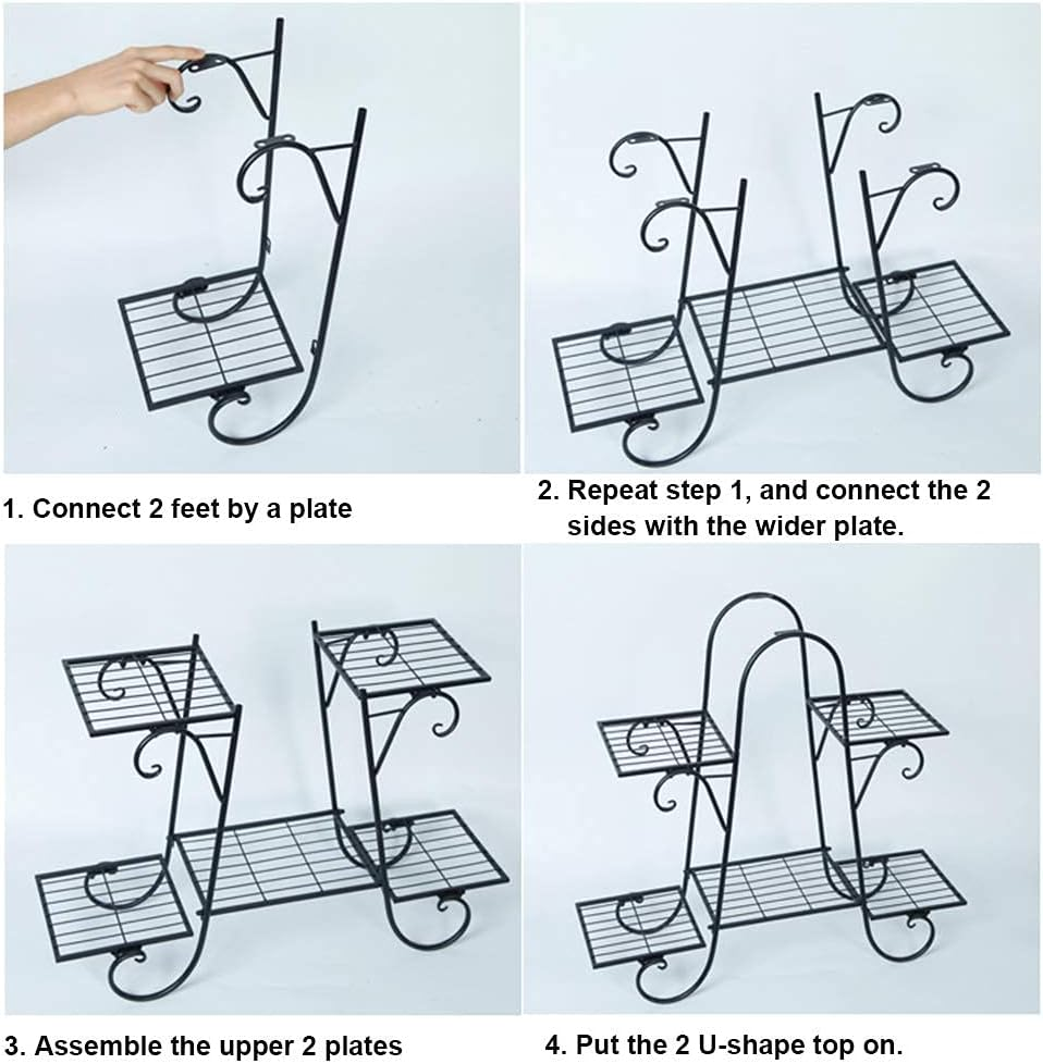 Carolyndesign 6 Tiers Plant Stand for Indoor and Outdoor Metal Plant Storage Shelf Multi-Layer Plant Pot Holder Rack, L31.5 X H29.13 X W8.27''（L80 X H74 X W21Cm) (Black) image number 6