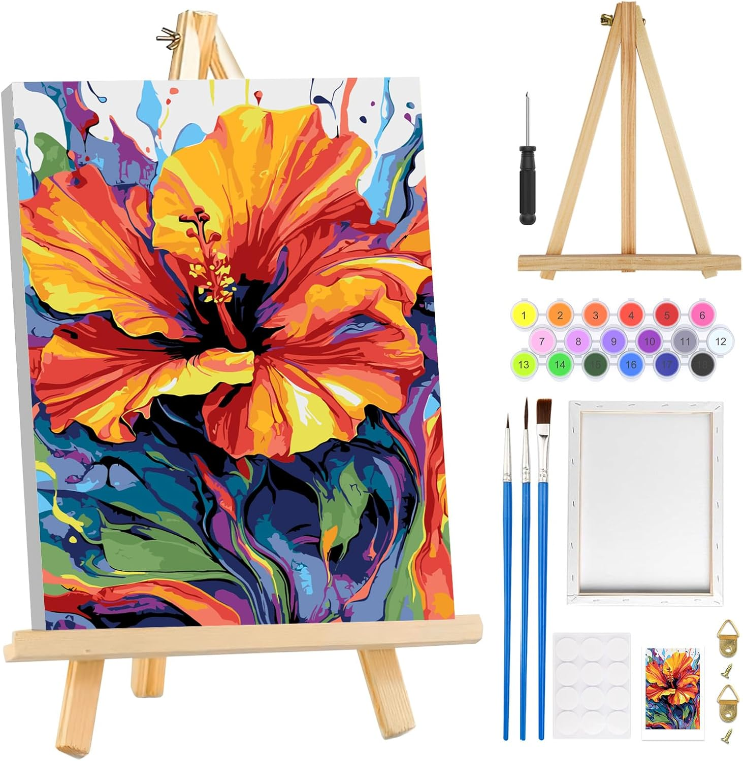 MOGTAA Hot Air Balloon Paint by Numbers for Adults Beginner with Frame, Landscape Painting by Numbers for Adults with Easel, DIY Oil Painting Kits Art Crafts for Home Decor, 8X12In