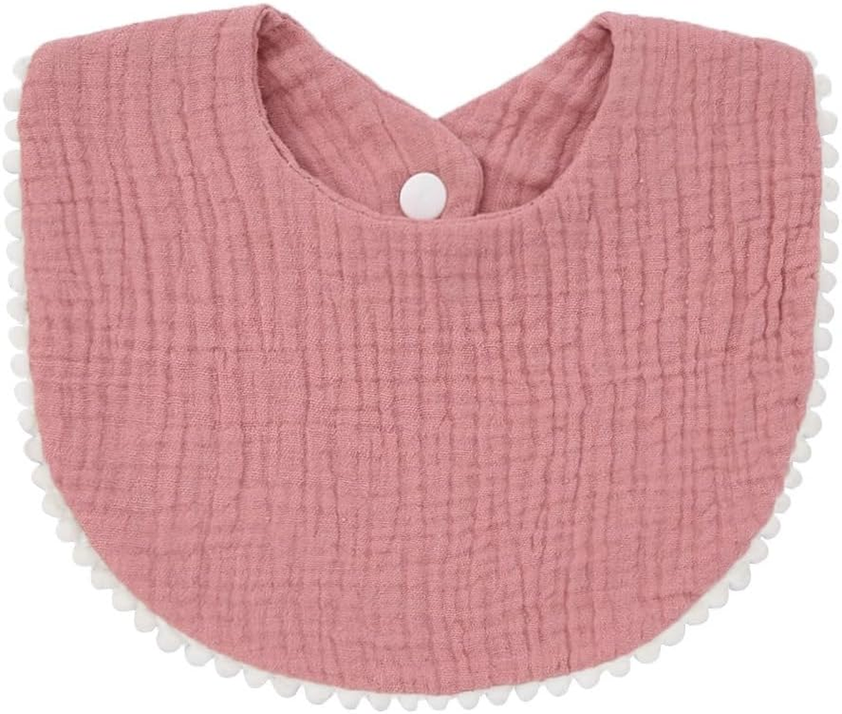 Nishine 4 Pack Muslin Baby Drool Bibs,Toddler Boys Girls Cotton Drooling Bibs,Feeding Teething Bibs with Snap - Yellow Pack-4Pcs image number 4