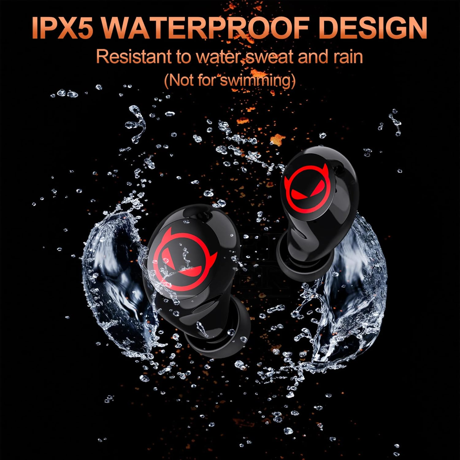 Personalise Bluetooth Headphones,Intelligent Touch,Noise Cancelling Wireless Earbuds,Bass Boost Stereo Sound,36H Playtime and IPX5 Waterproof,With 3(S M L)Ear Cups,Kids Wireless Earbuds for Small Ears - Black B85 image number 2