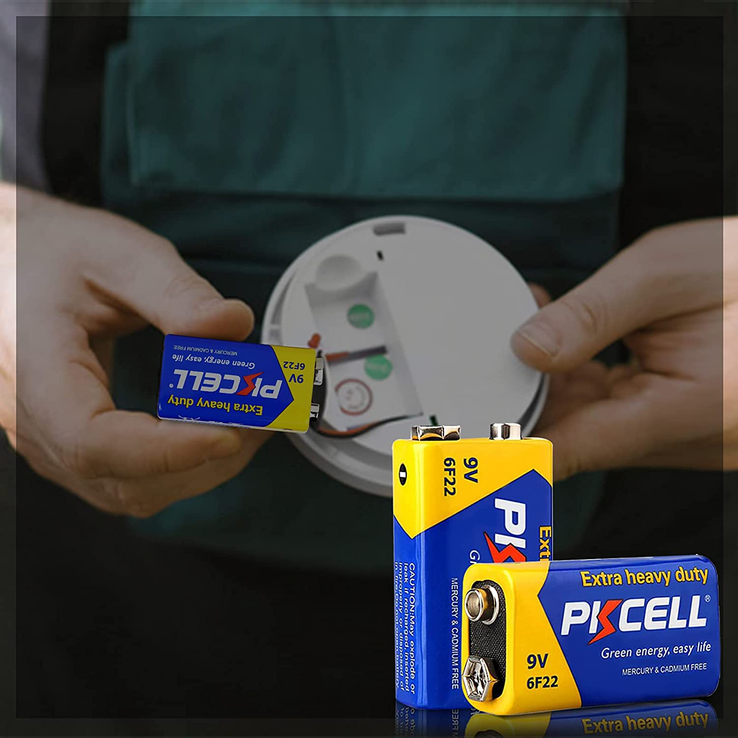 Battery 9 V 6F22 Block Batteries 3 Year Shelf Life for Smoke Detectors, Detectors, Microphones, Multimeters, Pack of 4 PKCELL image number 3