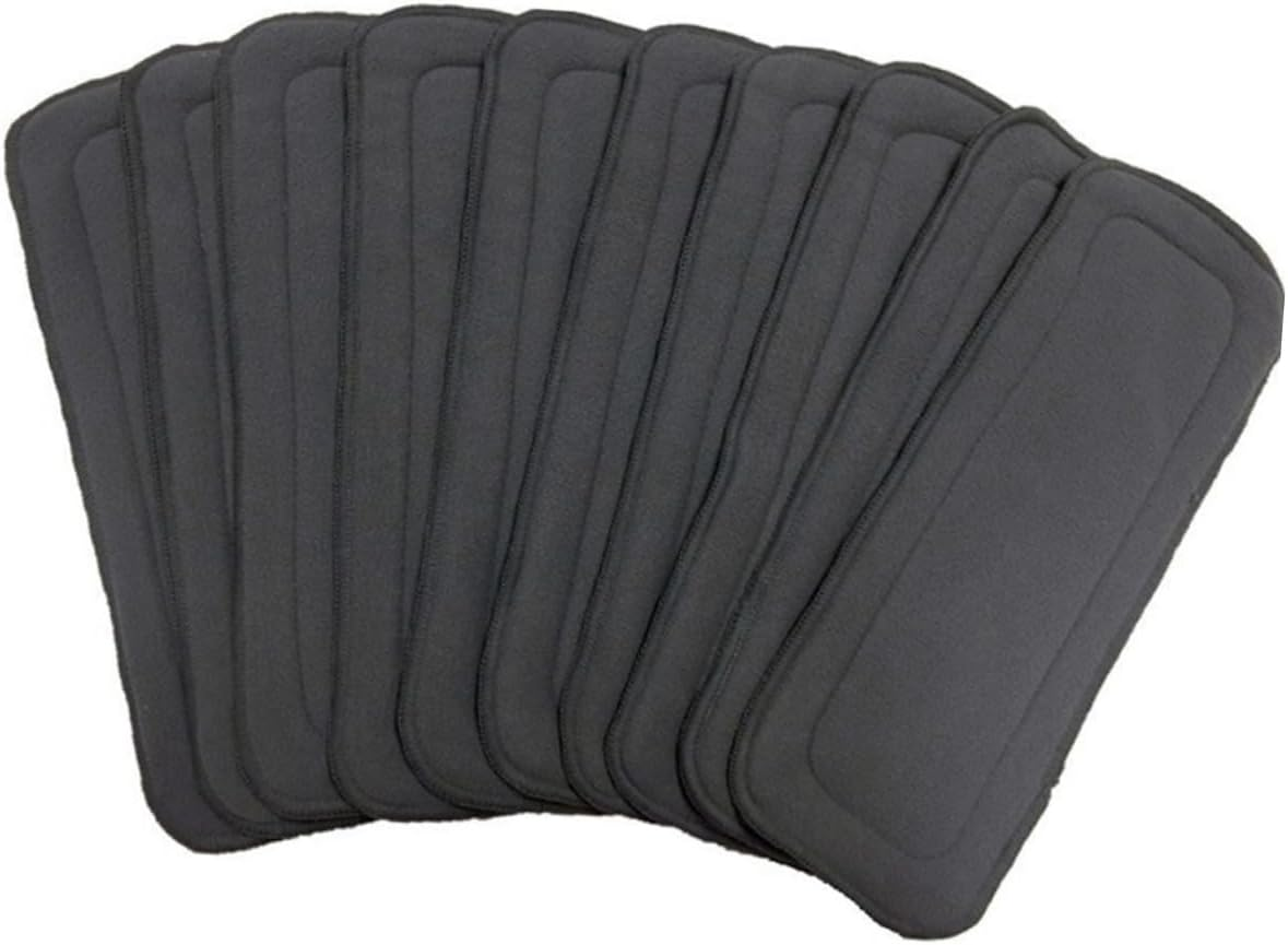 MERRYHAPY 10Pcs Washable Bamboo Fiber Cloth Diaper Nappies Grey for Cloth Diaper Liners for Overnight Pads and Nappy Inserts