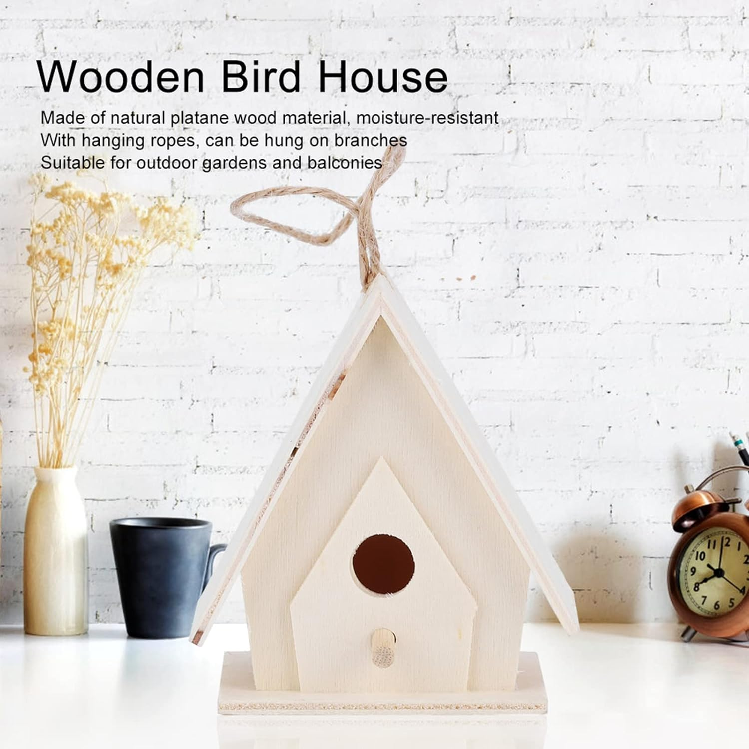 4Pcs Bird House Wooden, Mini Wooden Birdhouse, Outdoors Birdhouse Box for Garden Courtyard Wild Bird Viewin image number 3