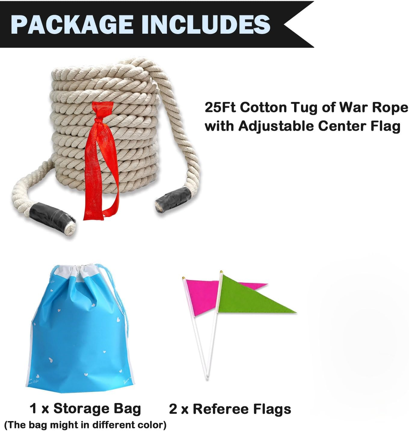 25Ft Tug of War Rope Natural Cotton Tug of War Rope for Kids and Adults Thick Twisted Rope for Indoor Outdoor Rope Games for Team Building Activities, Family Reunion, Summer Campe image number 3