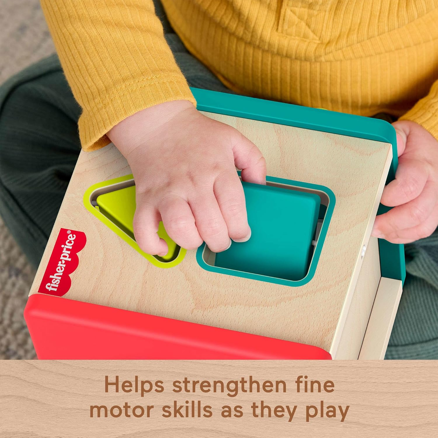 Fisher-Price Baby Toy, Wooden Activity Cube for Fine Motor Skill Developmental Play for Infants & Toddlers Ages 6+ Months