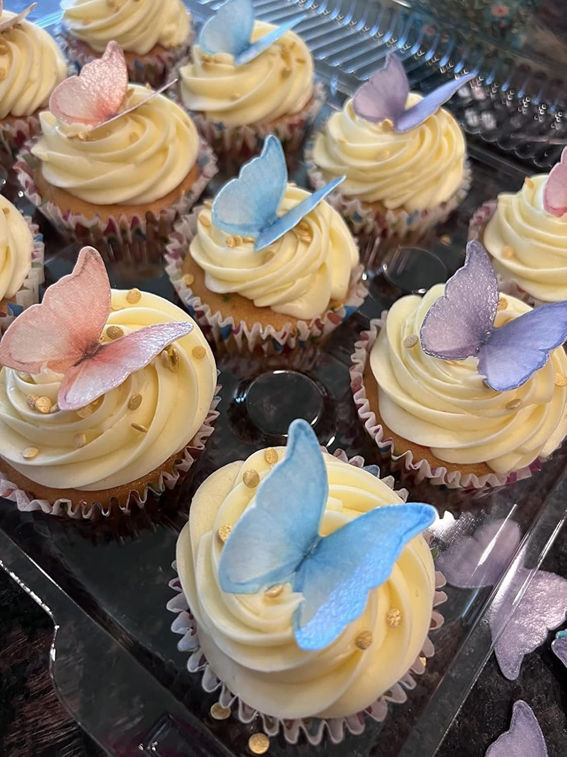 SS Cohen Edible Wafer Glutinous Paper Butterflies for Birthday Cake Decorating Include 48 Pcs Colorful Small Pastel Cupcake Topper Decorations, Birthday Cake Topper (Mixed Colour) - Pink image number 4