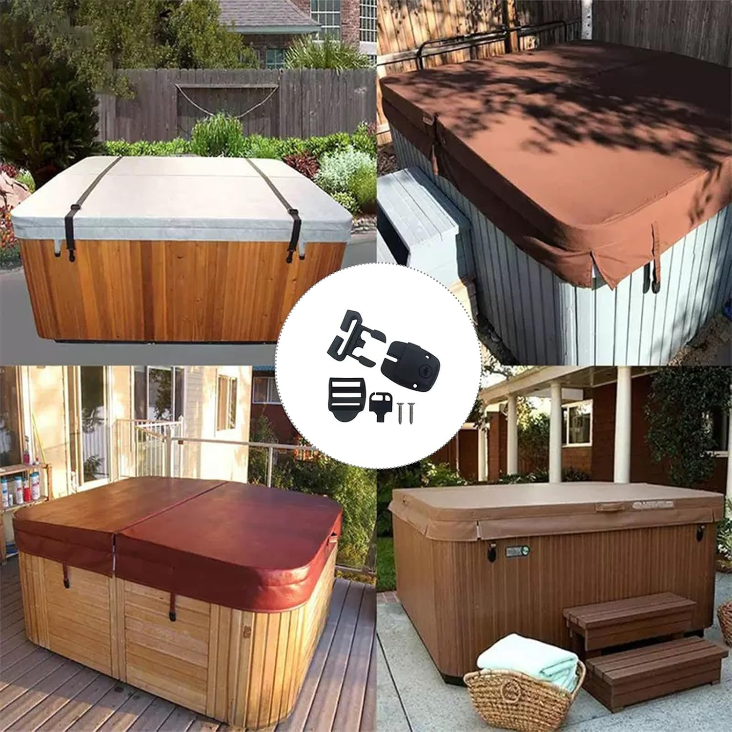 Durable Plastic Hot Tub Cover Clips Set - 4 Pcs Child-Safe Latch Replacement Kit with Key, Screws & Wide Strap Fit - Spa/Jacuzzi Accessories for Broken Cover Repair image number 4