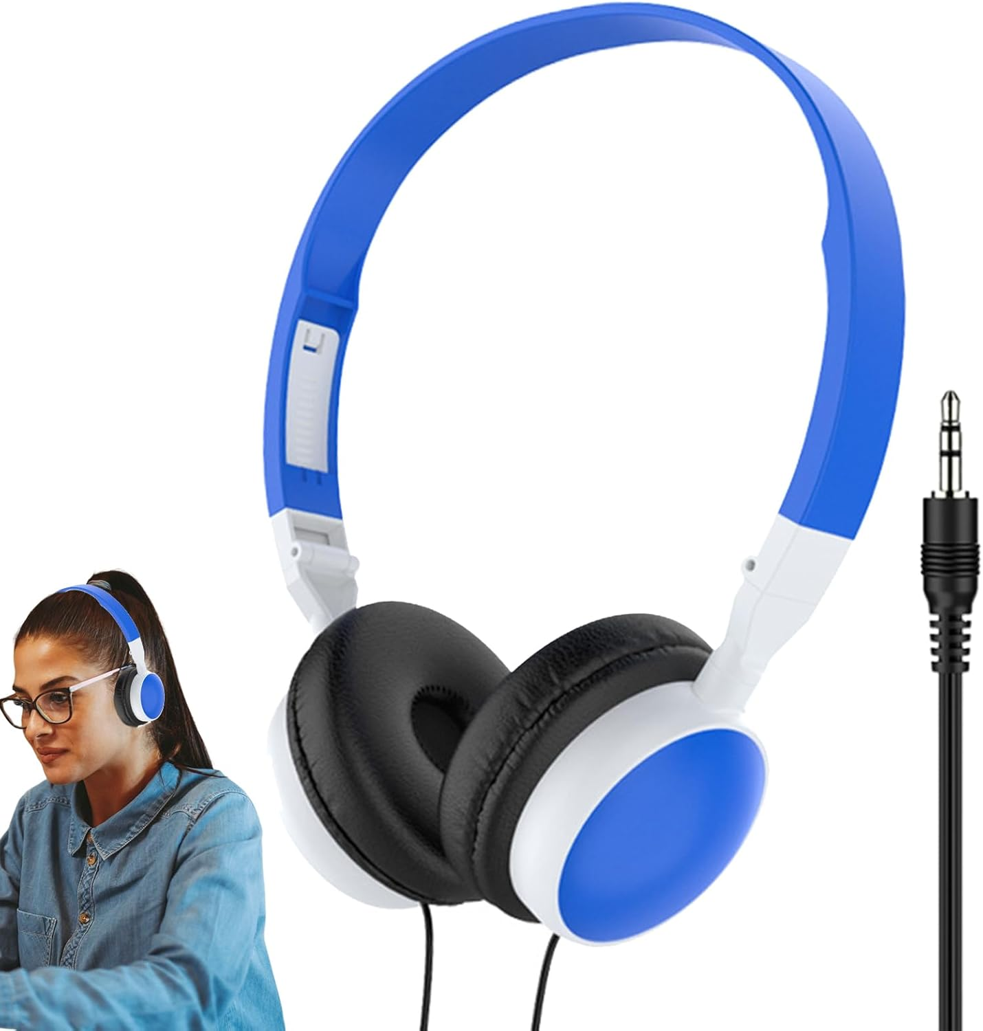 Wired Headset - Wired Over-Ear Headset for Computer - Foldable On-Ear Noise Canceling Headphones for Tablets Mobile Phones