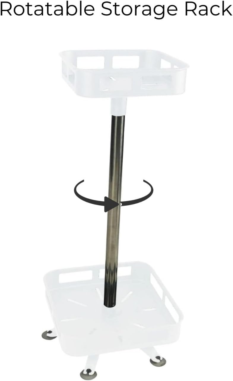 Gominimo 2 Tier 360&deg; Rotating Carbon Steel Spice Rack in Square Shape for Kitchen Table Pantry Countertop, White image number 3