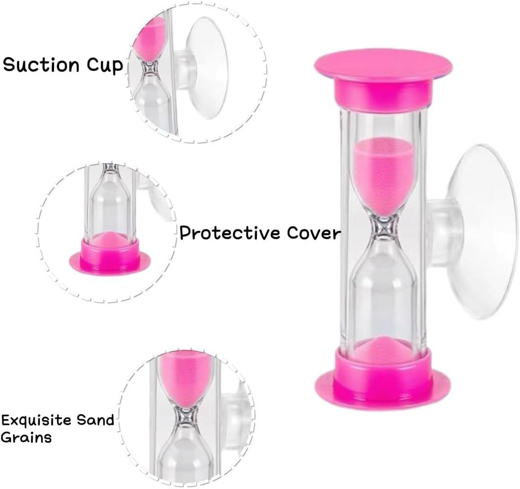 SUPNBDM 4 PCS Suction Cup Hourglass Timers 2 and 3Minute Kids Brushing and Toothbrush Timer, Hand Wash, Dental, Cooking Countdown Timer, Shower Timer, Countdown Timer image number 1