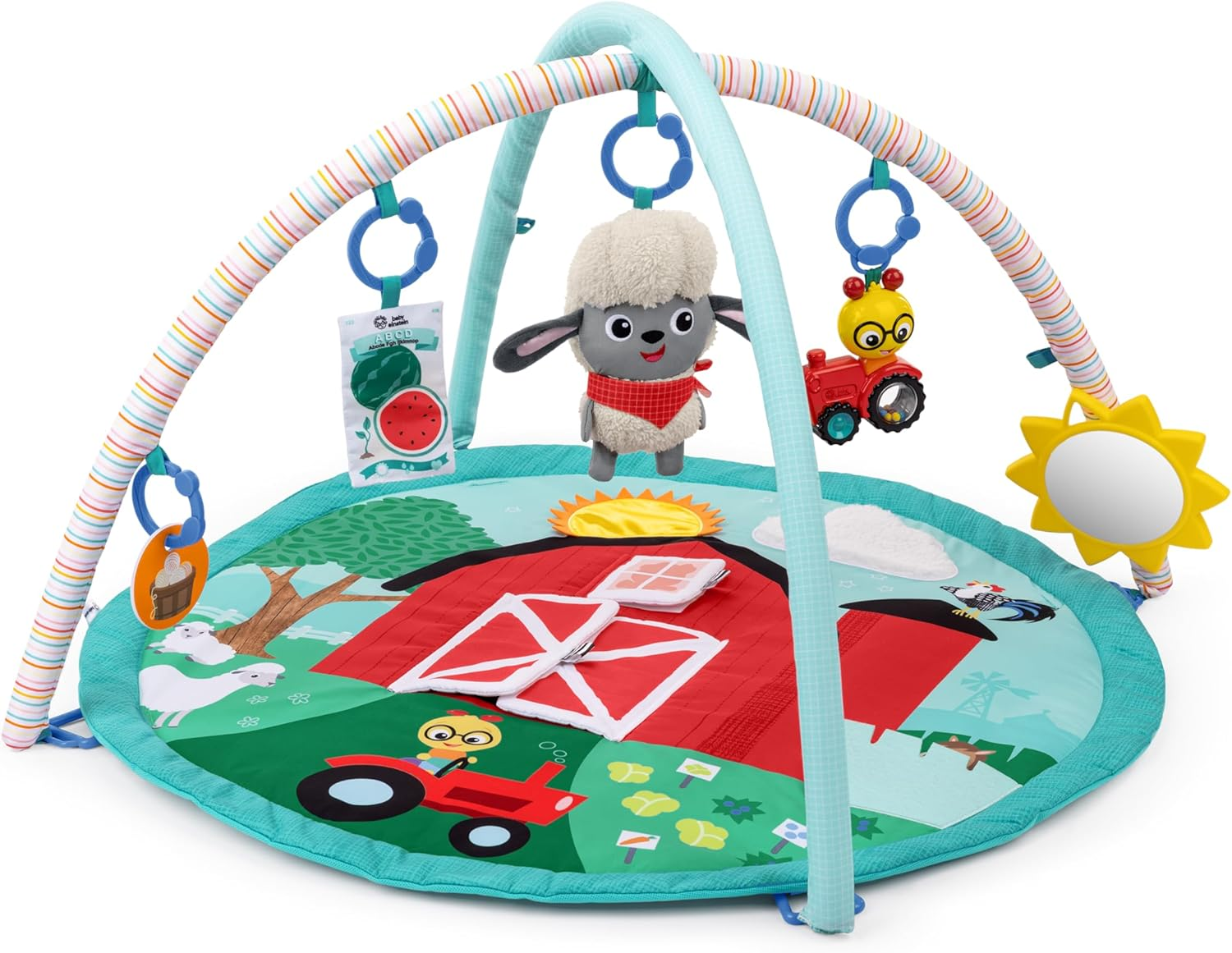 Ingenuity Baby Einstein Farm Explorers Happy Harvest Touch & Feel Baby Play Gym & Mat with 5 Removable Toys, 20+ Songs & Sounds, Ages 0+ Months image number 2