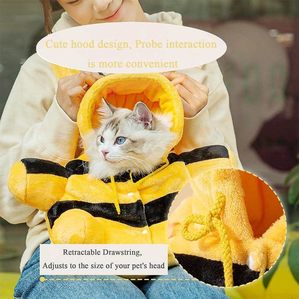 Pet Travel Bag Kit for Cat Dog Carrier & Travel,Outcrop, Pet Out Shoulder Bag, Cat Puppy Costume Winter Warm Outing Backpack Cute Bear Bee Design Anti-Escape Bags,Small Pets Universal