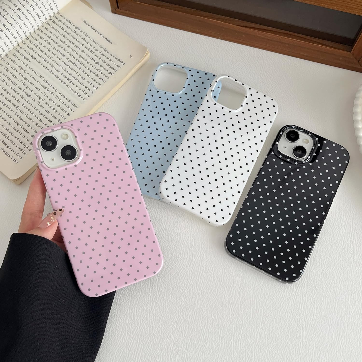 TQLGY for Iphone 15 Case Cute Polka Dot Phone Case Soft TPU Slim Shockproof Protective Cover for Women Girls, Pink image number 5