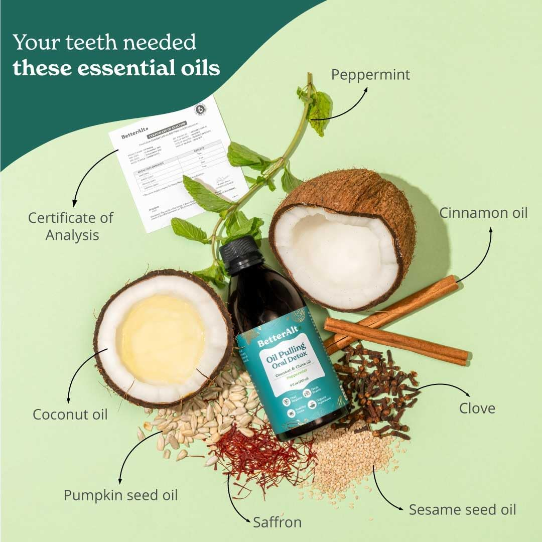 Better Alt Oil Pulling with Tongue Scrapper - Peppermint Flavor 237 Ml