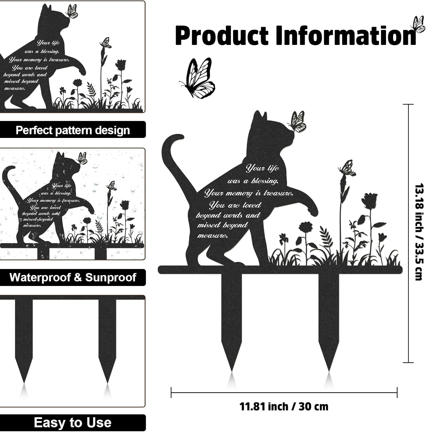 Rngmsi Memorial Pet Grave Markers - Metal Cat Garden Stake Cat Memorial Plaque Cat Grave Marker Cemetery Outdoors Waterproof Grave Stakes Plaque Pet Headstone Memorial Grave Markers(13.4 X 12 In) image number 5