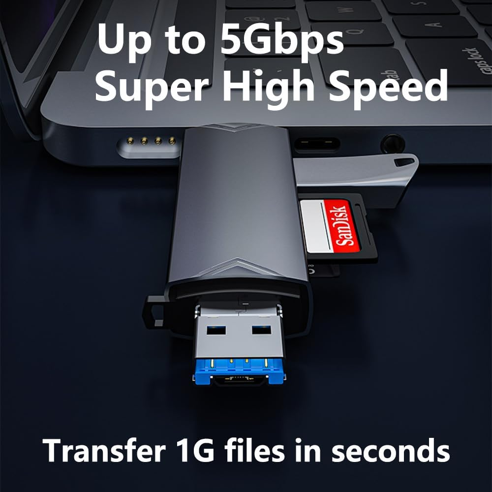 Vekol SD Card Reader USB C, 6-In-1 Micro SD to USB OTG Adapter USB 3.0 Portable Memory Card Reader for TF SDXC SDHC MMC RS-MMC Micro SDHC Card and UHS-I Cards