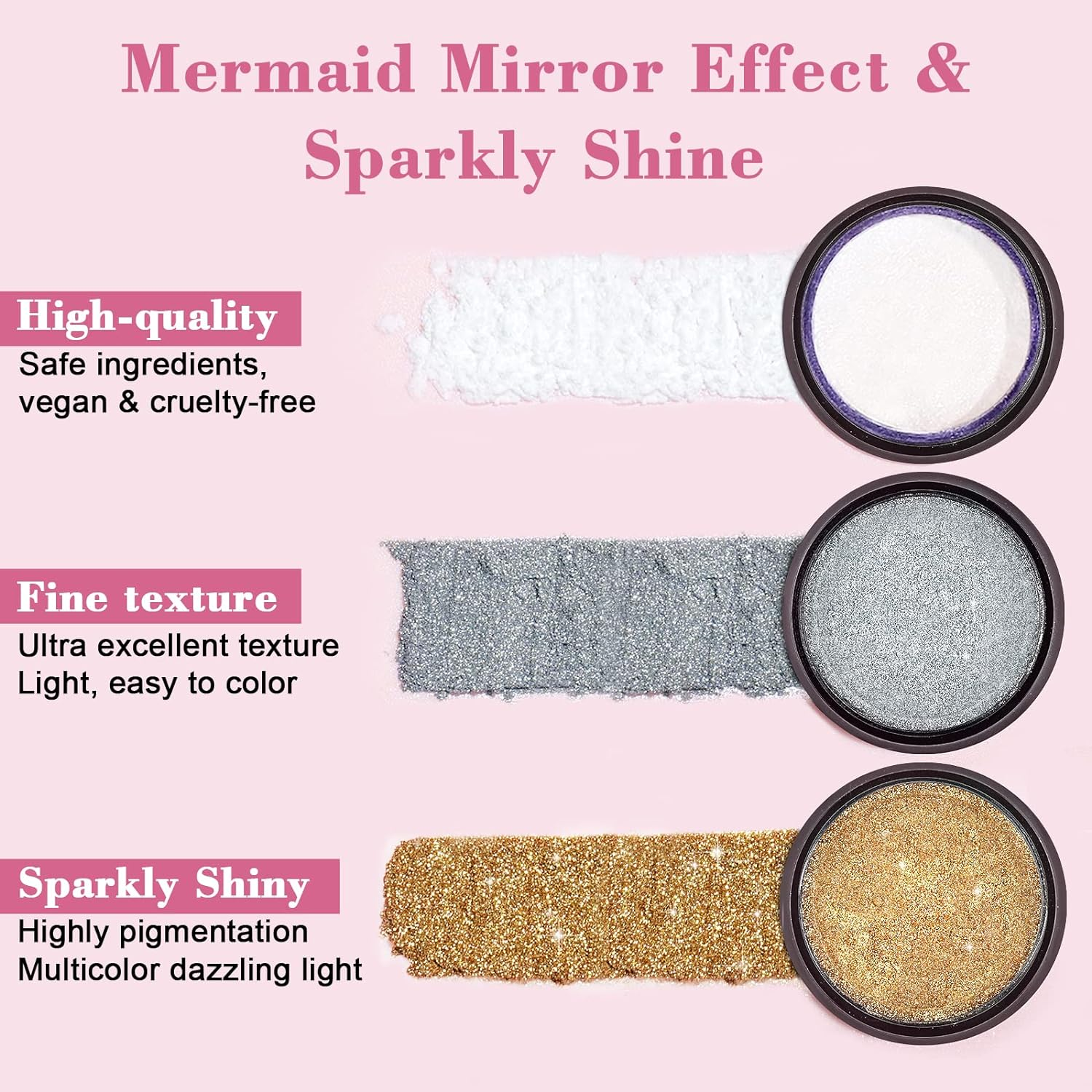 SAVILAND Aurora Chrome Nail Powder Set - 12 Colors Mermaid Nail Chrome Powder Mirror Effect Nail Glitter White Pearl Chrome Powder for Nails Art Decoration Salon & Home DIY image number 2