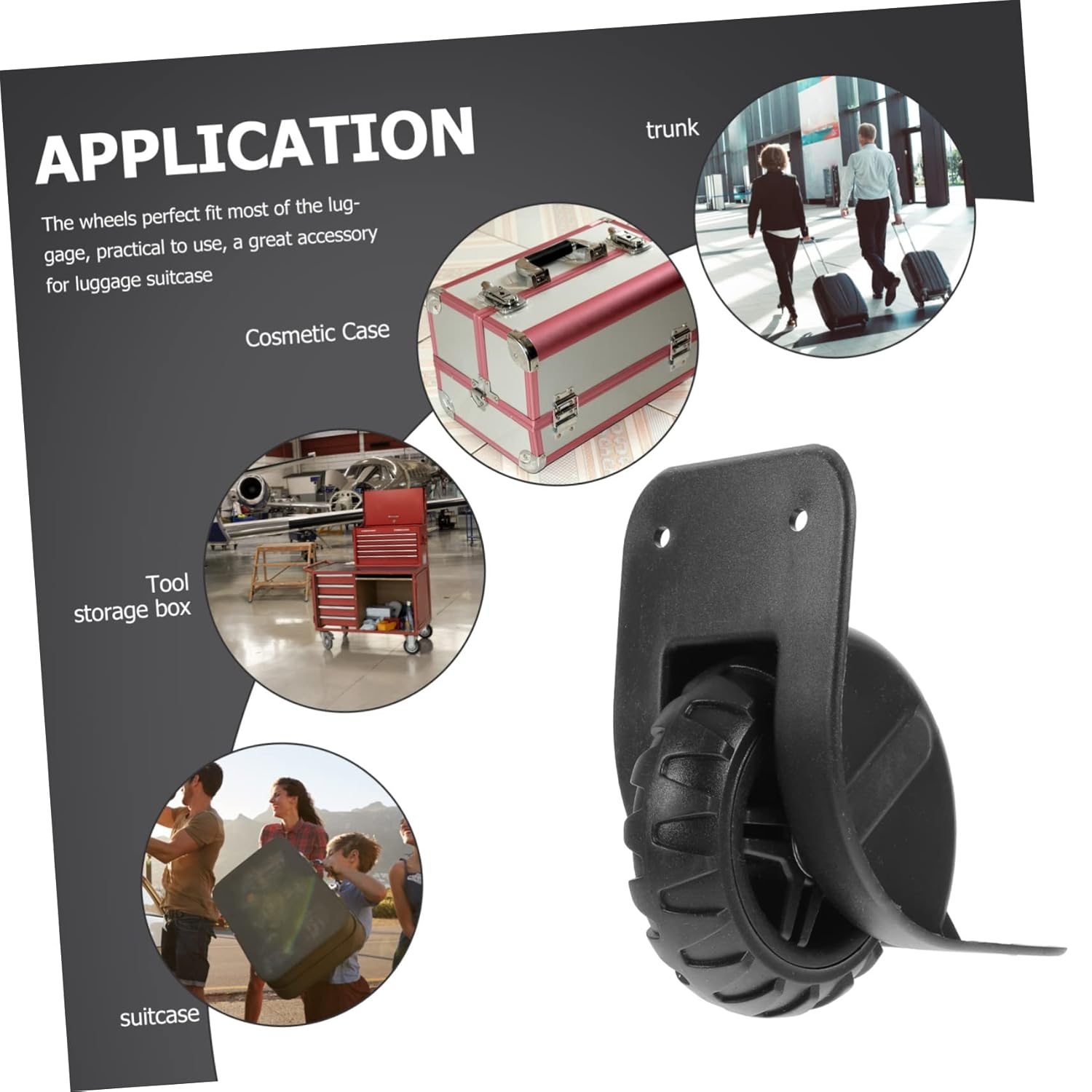 GLEAVI 4Pcs Suitcase Replacement Wheel W-097 Tank Luggage Wheels Wear Resistant Lightweight Low Noise Heavy Duty Bearing Caster Roller Single Side image number 1