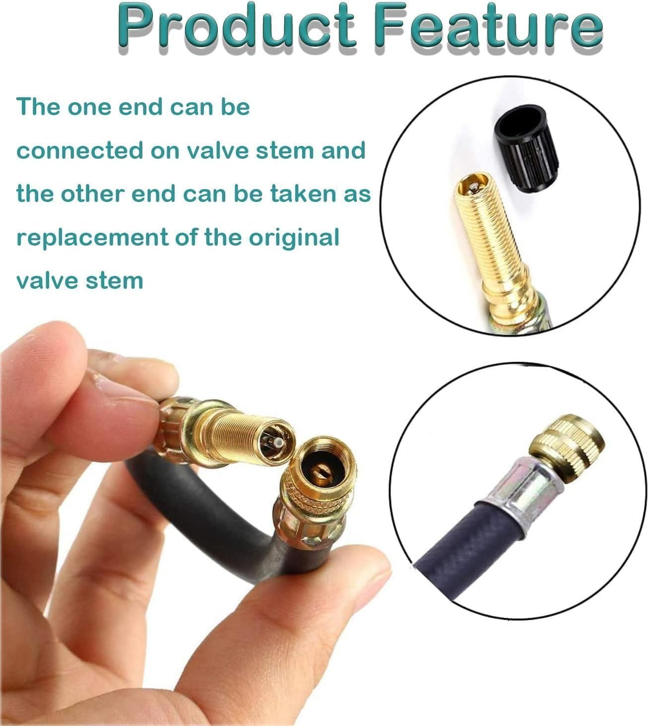 KEWAYO Valve Stem Extension, 2PCS 210Mm Dually Valve Stem Extenders 2PCS 90 Degree Brass Valve Stem Extension Adaptor for Car Truck Motorhome Trailer RV image number 4