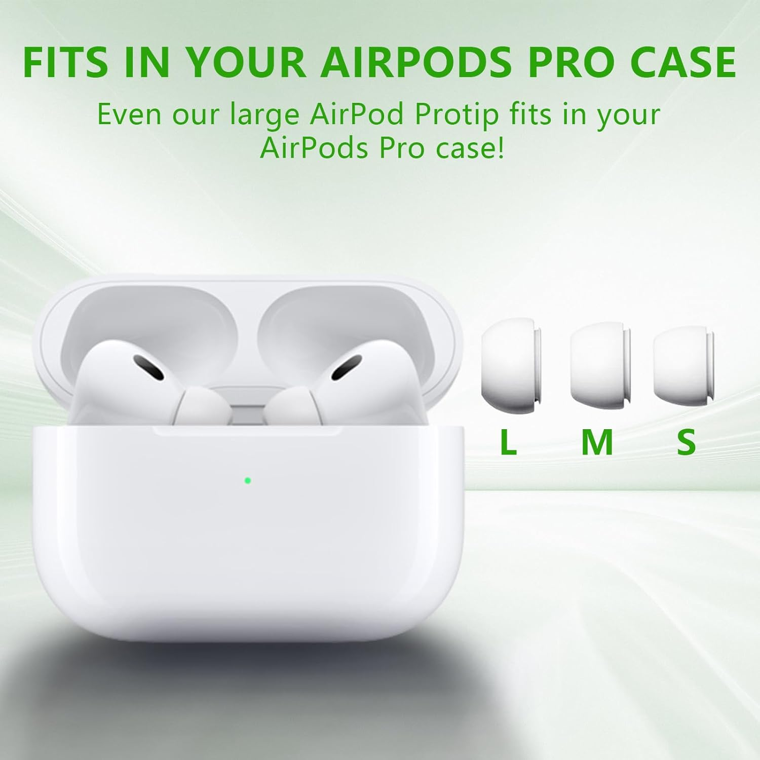 3 Pairs Replacement Ear Tips for Airpods Pro 1/2 with Hole for Noise Reduction and Portable Storage Case, Anti-Slip Soft Silicone Earbud Tips for Airpods Pro, Different Sizes (S/M/L) image number 5