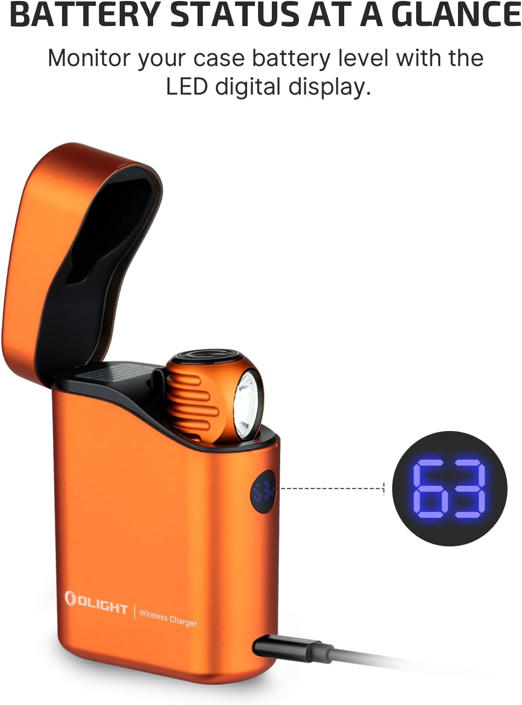 OLIGHT Perun 3 Mini Kit LED Rechargeable Headlamp with Charging Case Max 1250 Lumens Max 60 Days IPX8 Waterproof Torch Features 5 White Light and 3 Red Light Modes (Orange) - Black image number 6