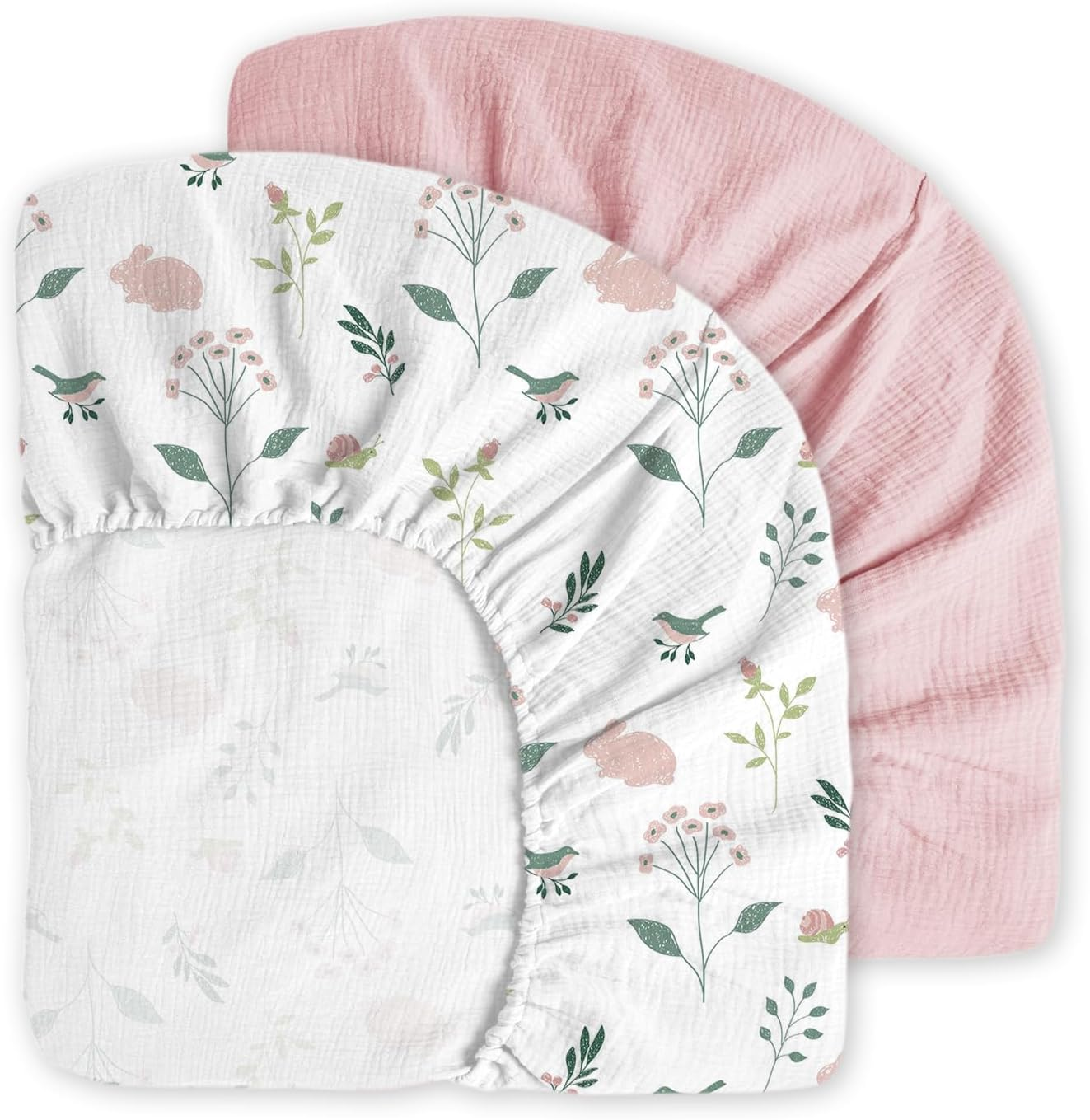 Little Grape Land Muslin Cot Sheet for Baby,100% Cotton Baby Cot Sheets Fitted Standard Crib Mattress 130X70Cm, Soft Breathable Neutral Toddler Bed Sheet Fitted for Boys Girls(Safari