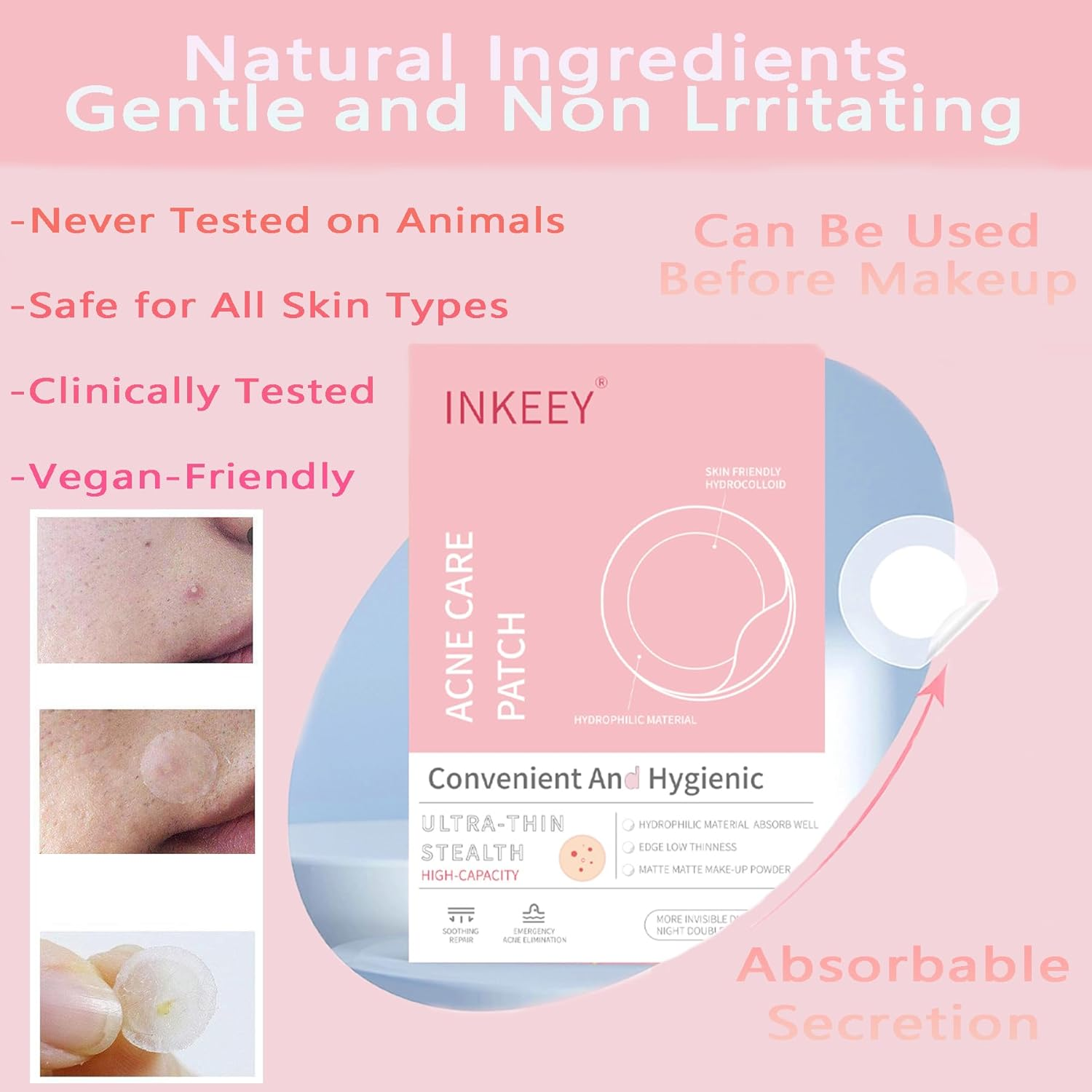 Wakouter Pimple Patches, Miracle Invisible Spot Cover, Hydrocolloid Acne for Face and Zits Absorbing Patch, for Covering Zits and Blemishes, Spot Stickers for Facial Sticker, 2 Sizes (108Count)