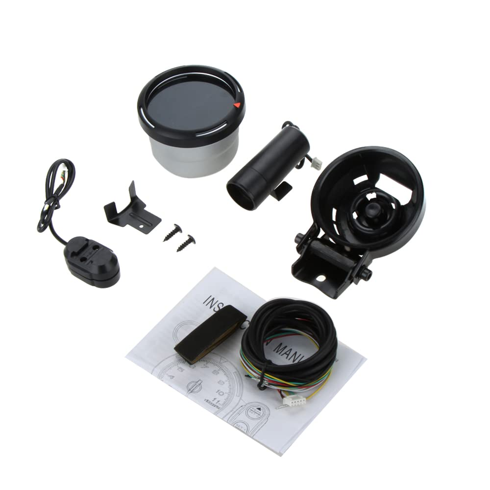 Auto Gauge Tachometer, 3.5'' Pointer Tachometer Kit Blue LED Pointer Display Tachometer Car Gauge Black Mirror Silver Ring image number 1