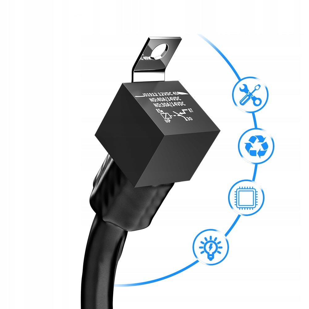 LED Light Bar Wiring Harness Kit 300Cm 18AWG 2 Leads Heavy Duty 12V 30A Car on off Waterproof Switch Power Relay Blade Fuse off Road Lights Work Light image number 3