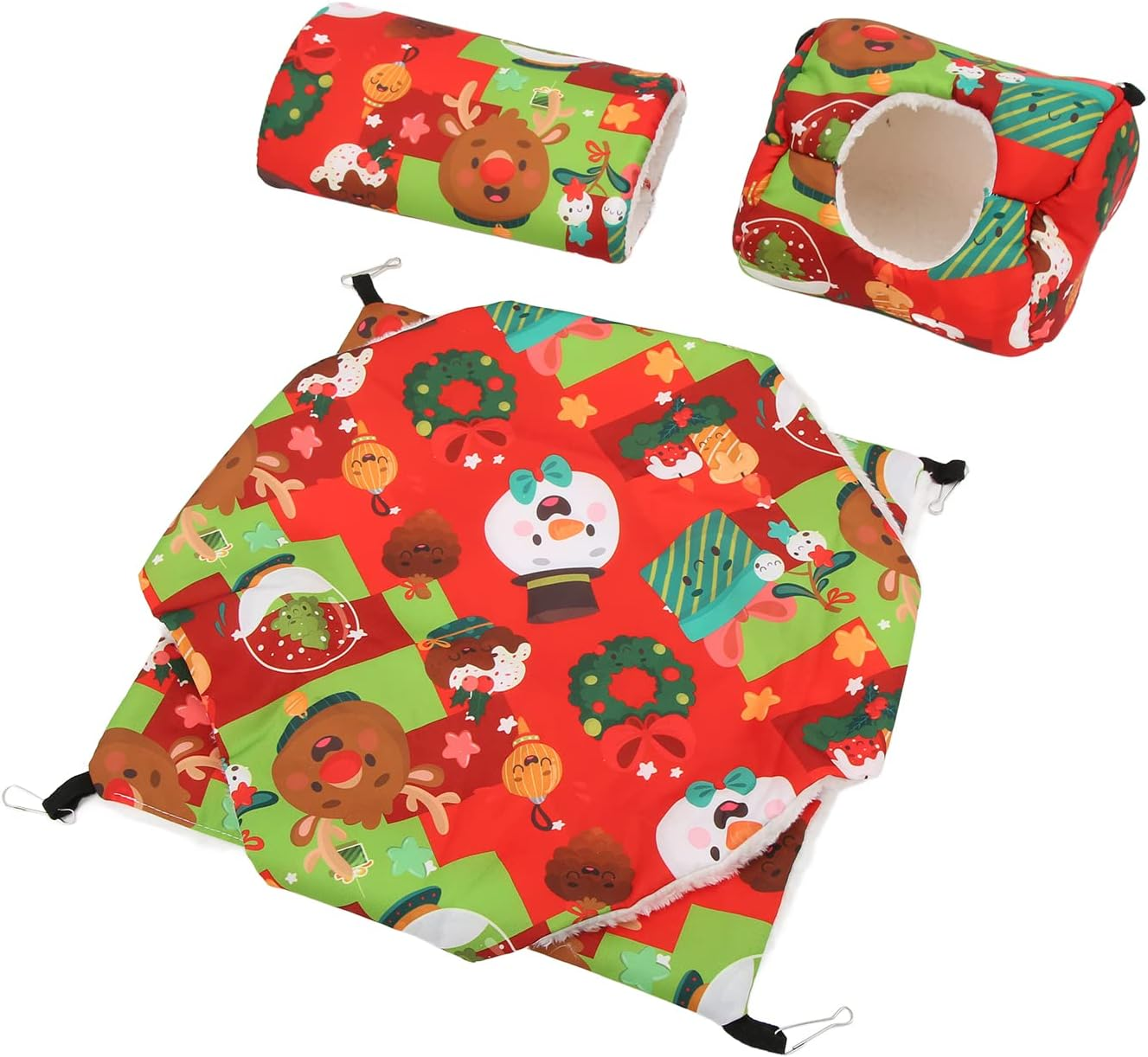 EVTSCAN Guinea Pig Cage Hammock Set Hanging Tunnel Hammock for Rat Ferret Small Cat 3Pcs(Red) image number 2