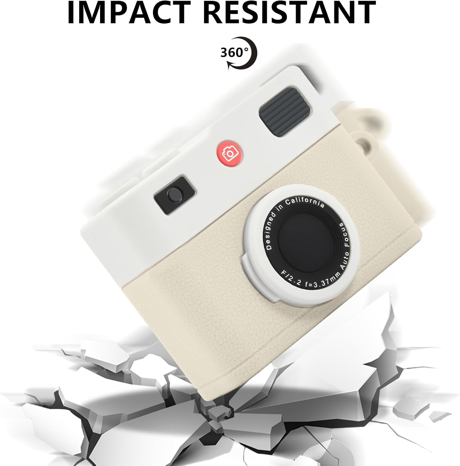 Airpods Pro 2Nd/1St Generation Case Cute 3D Camera Design Airpods Pro 2 Case Cover 2022/2023 Soft Silicone Charging Case for Apple Airpods Pro 2Nd/1St Gen for Women Men-White