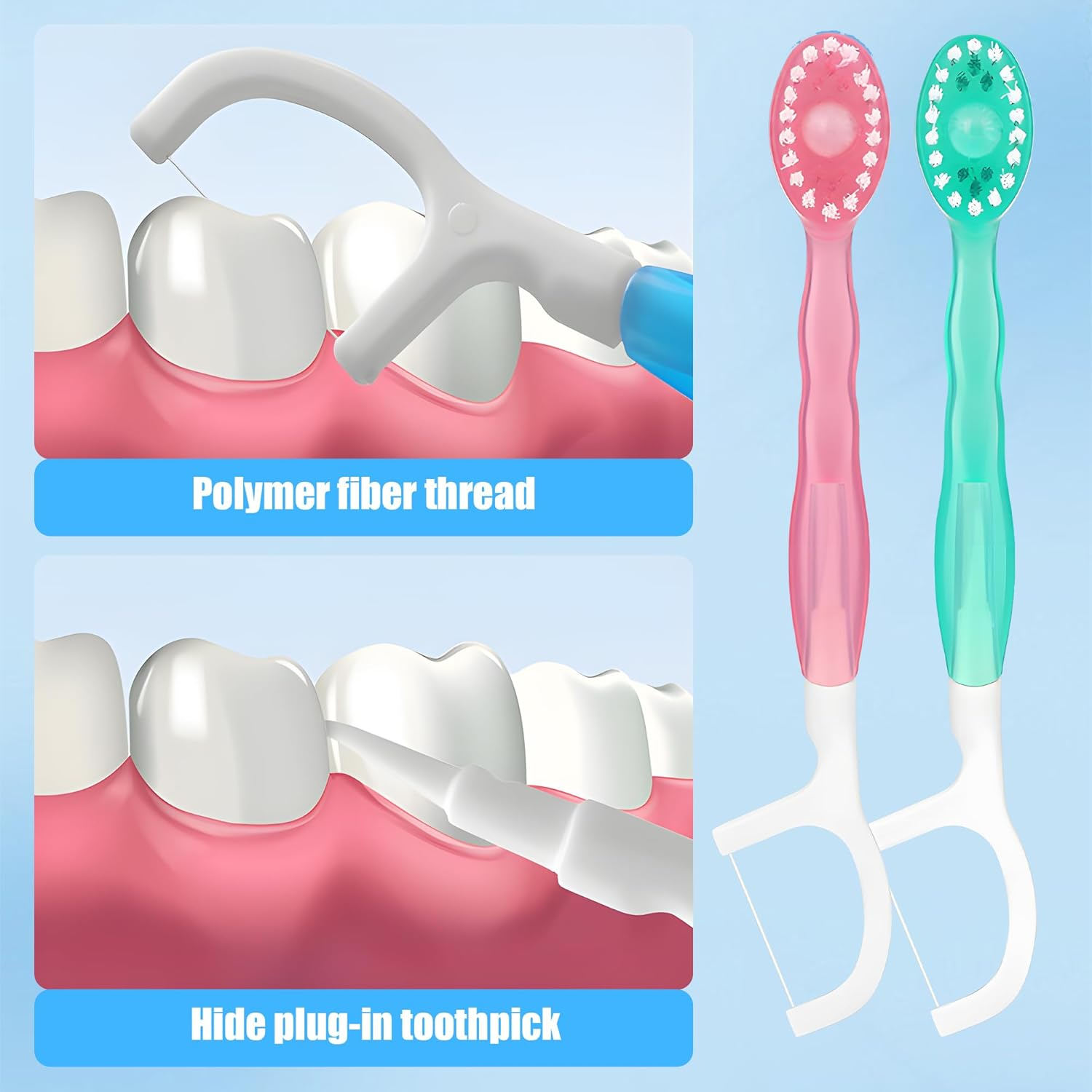 26-Pack 5-In-1 Disposable Travel Toothbrush Kit with Pre-Pasted Toothpaste & Floss | Compact Waterless Oral Care for Travel, Camping & On-The-Go | Perfect for Adults, Backpackers & Office Use image number 4