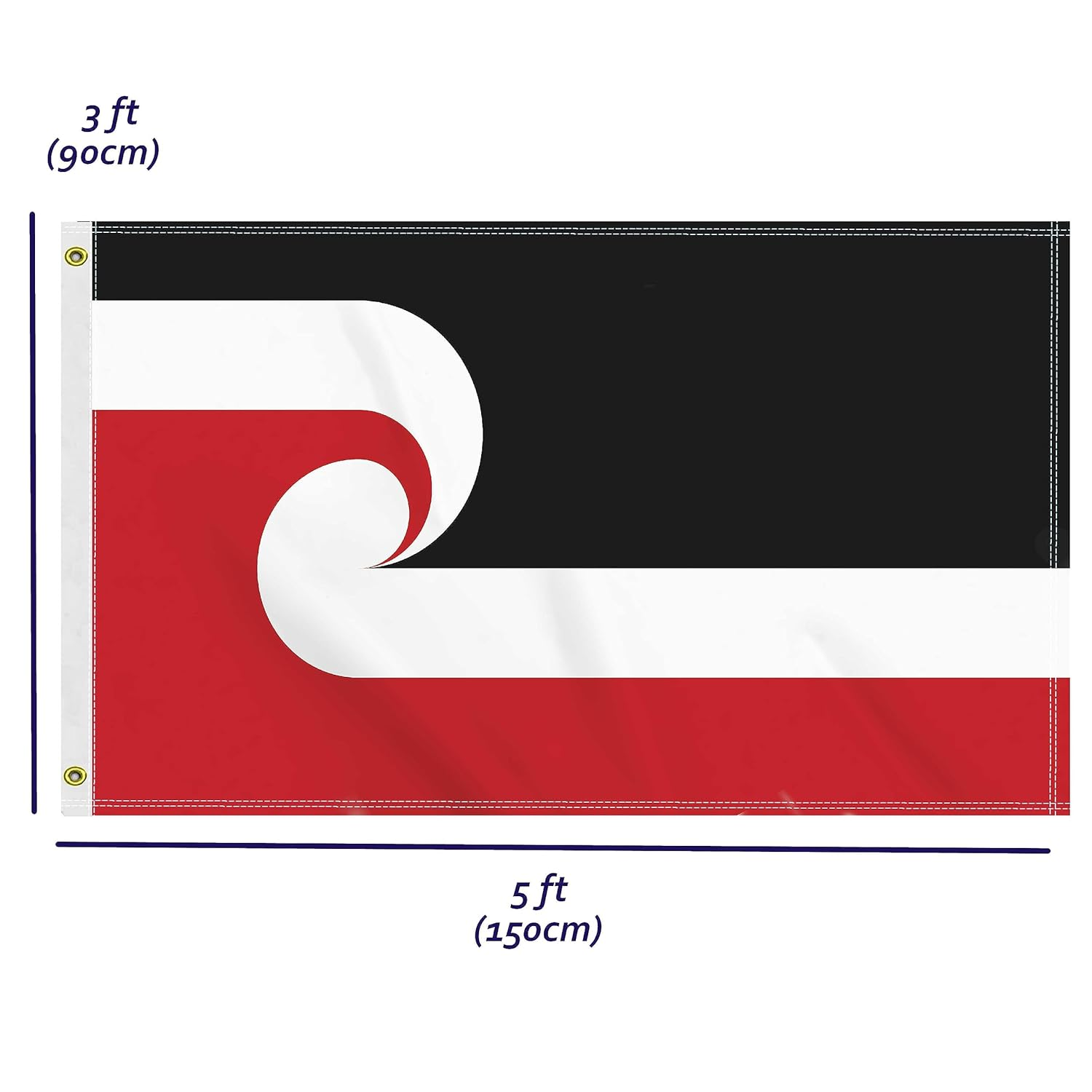 Large 3&times;5 FT Maori Flag, Big Maori 100D National Outdoor Banner,Decorgarden with Brass Gromment image number 2