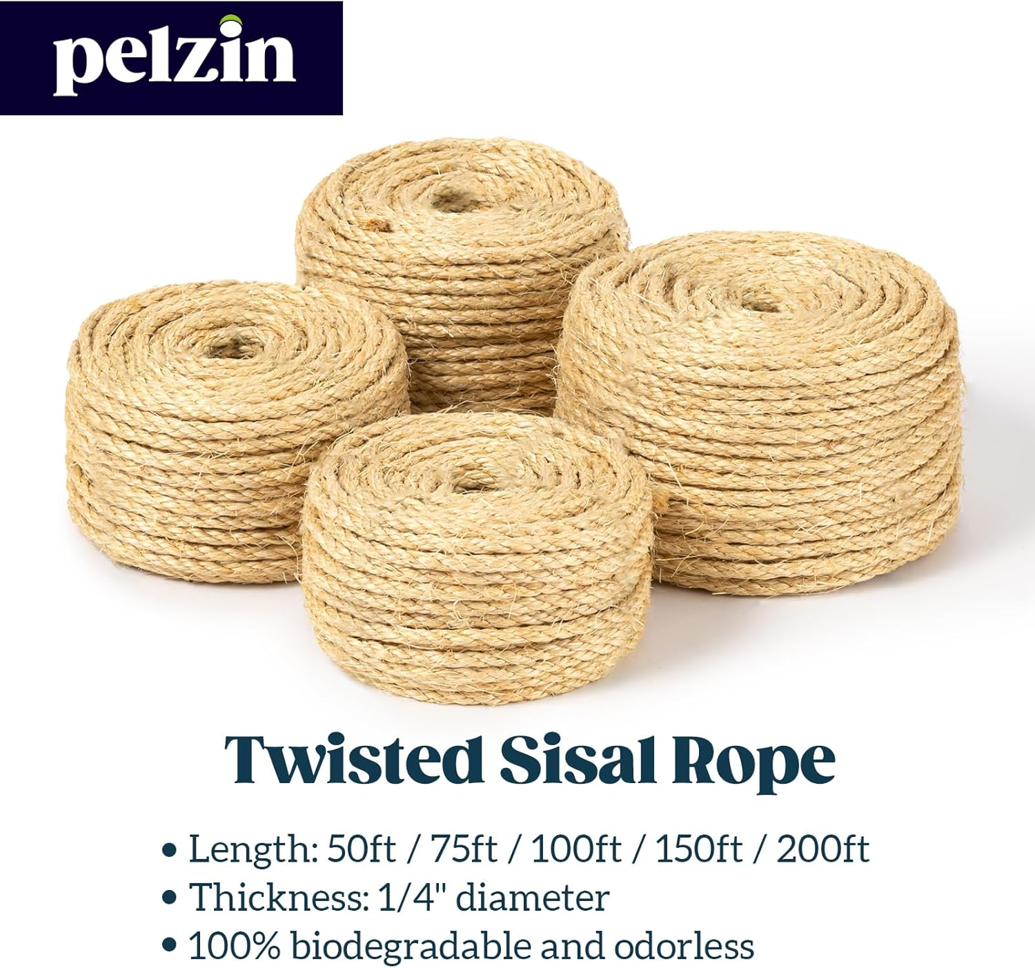 PELZIN Natural Sisal Rope for Cat Scratcher 6Mm X 30M, Cat Scratching Post Replacement Rope, Cat Tree Twine for Scratching Post Repair, Recover, Replace and DIY, Natural image number 7