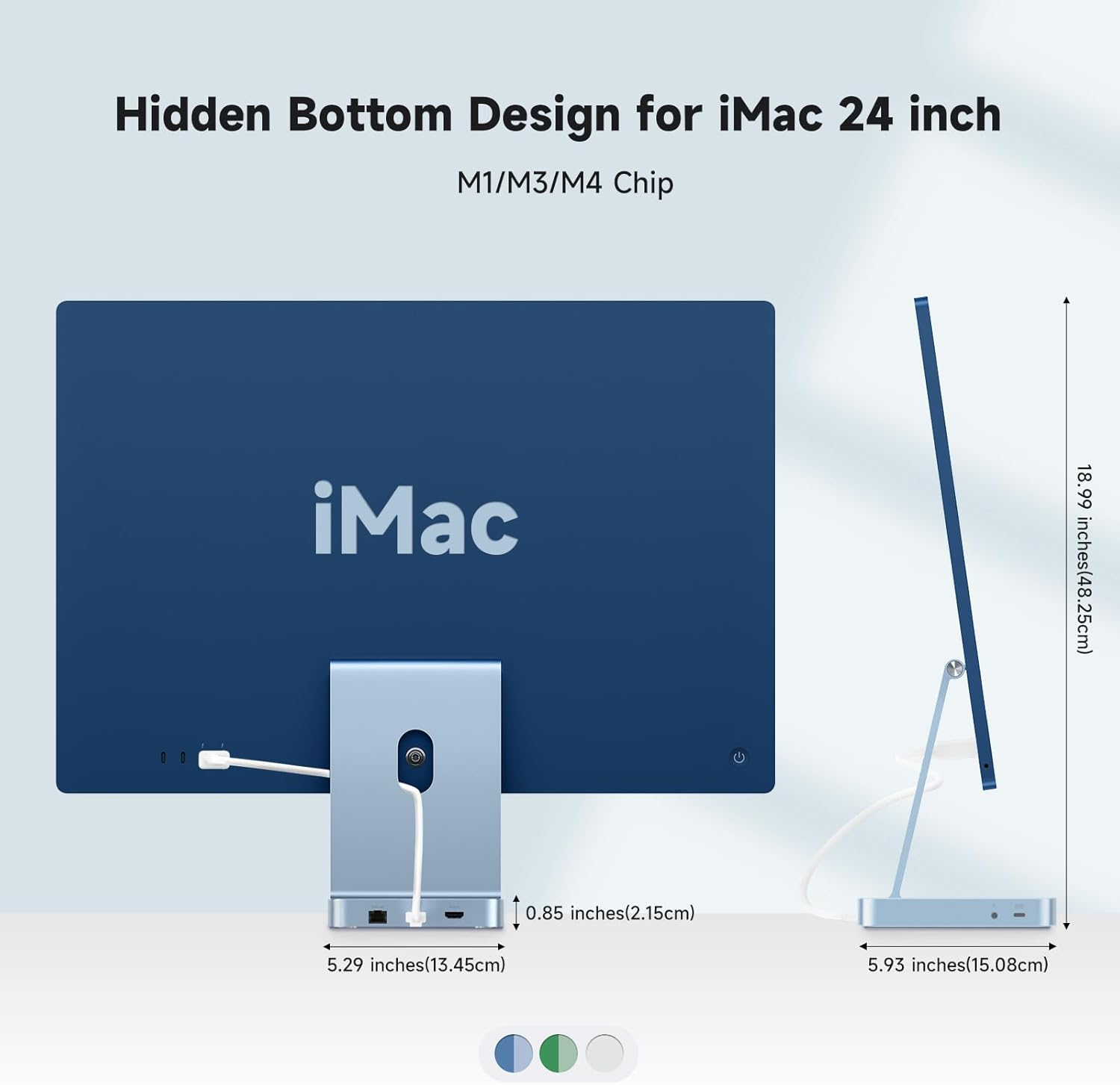 Minisopuru Iexpandmate DS802PRO Imac Accessories with 4K@60Hz HDMI, USB C Charging, 2.5Gbe, 4TB M.2 SSD Enclosure, USB C Hub for Imac 24 Inch M1/M3/M4, Imac Hub with 4 X USB, SD/TF, Audio | Blue image number 2
